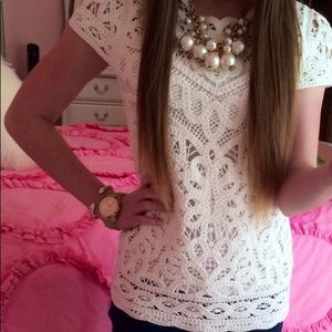 Lilly Pulitzer Short Sleeve Crochet Sweater